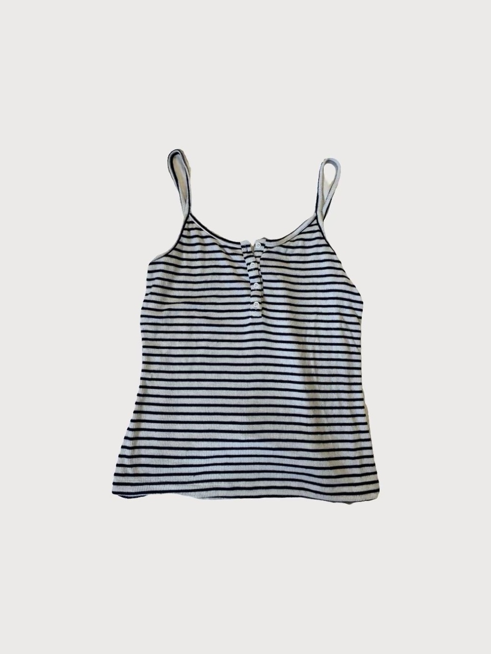 Striped Navy Blue & White Tank Top with Button Front